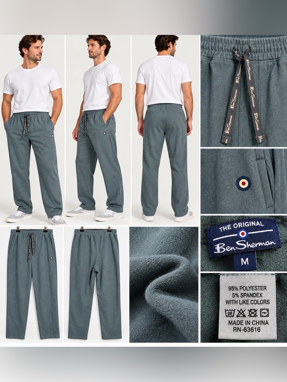 Ben Sherman Men’s M Stretch Pull-On Pants Drawstring 30” Inseam